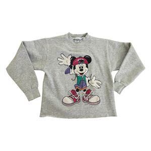Vtg 90’s Disney Hip Hop Mickey Mouse Hipster Sweatshirt Sm USA Velva Sheen